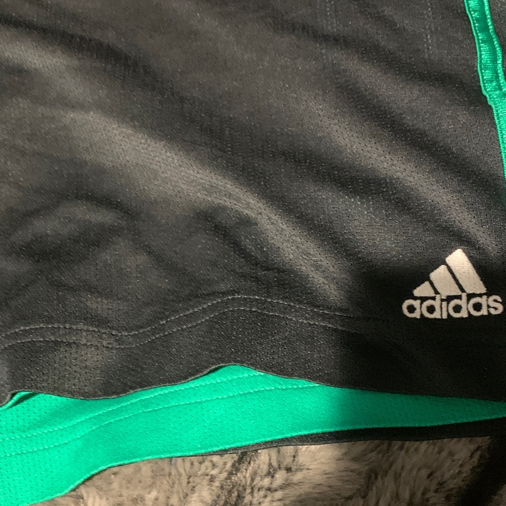 #356 Adidas Reversible Black Shorts with Green Trim - Picture 3 of 9